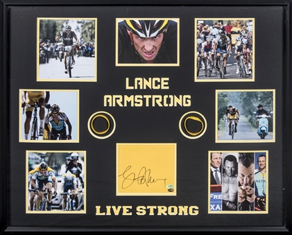 Lance Armstrong Signed Book Page in 42x34 Framed Collage (PSA/DNA)